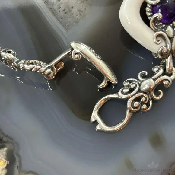 Carolyn Pollack Sterling Silver White & Black Agate Link Bracelet For Women